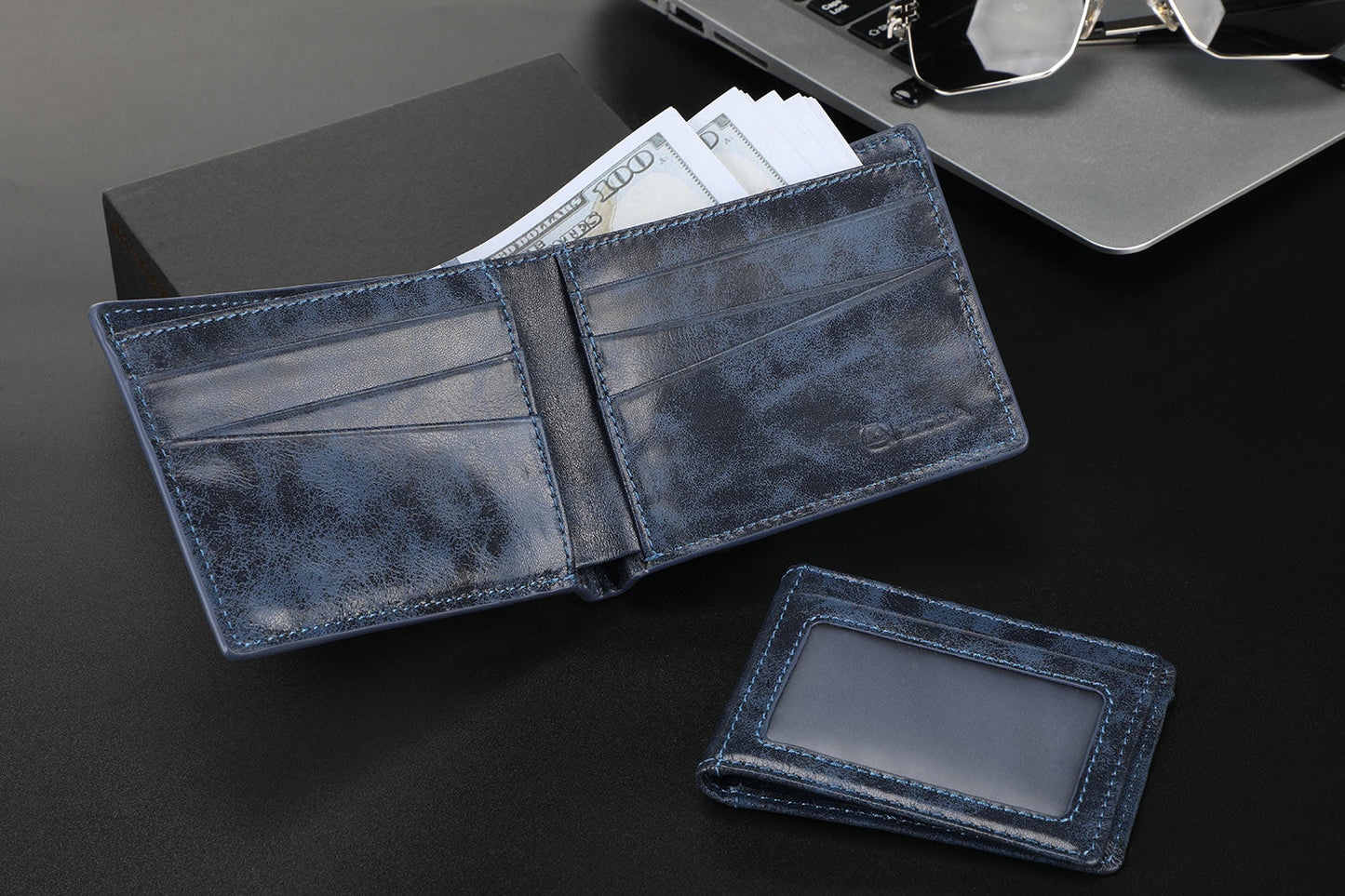 Zeba Premium Leather Trifold Wallet With Removable ID