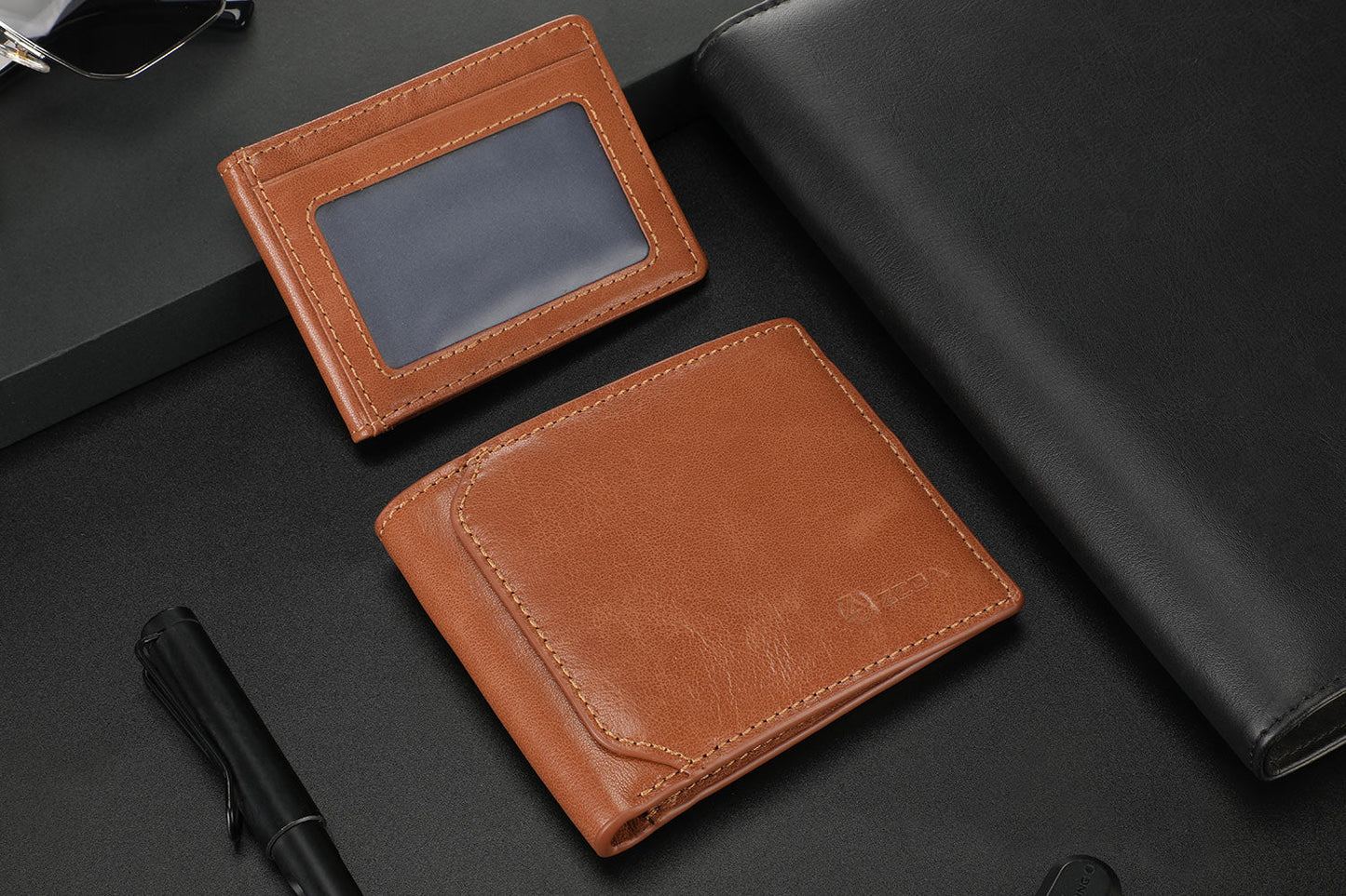 Zeba Premium Leather Trifold Wallet With Removable ID