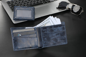 Zeba Premium Leather Trifold Wallet With Removable ID