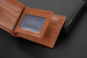Zeba Premium Leather Trifold Wallet With Removable ID