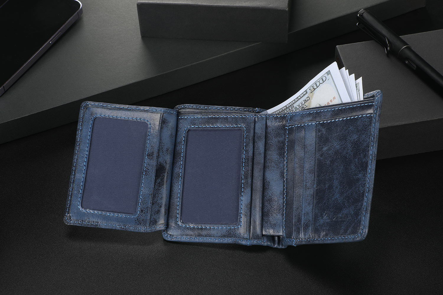 Zeba Premium Leather Trifold Wallet