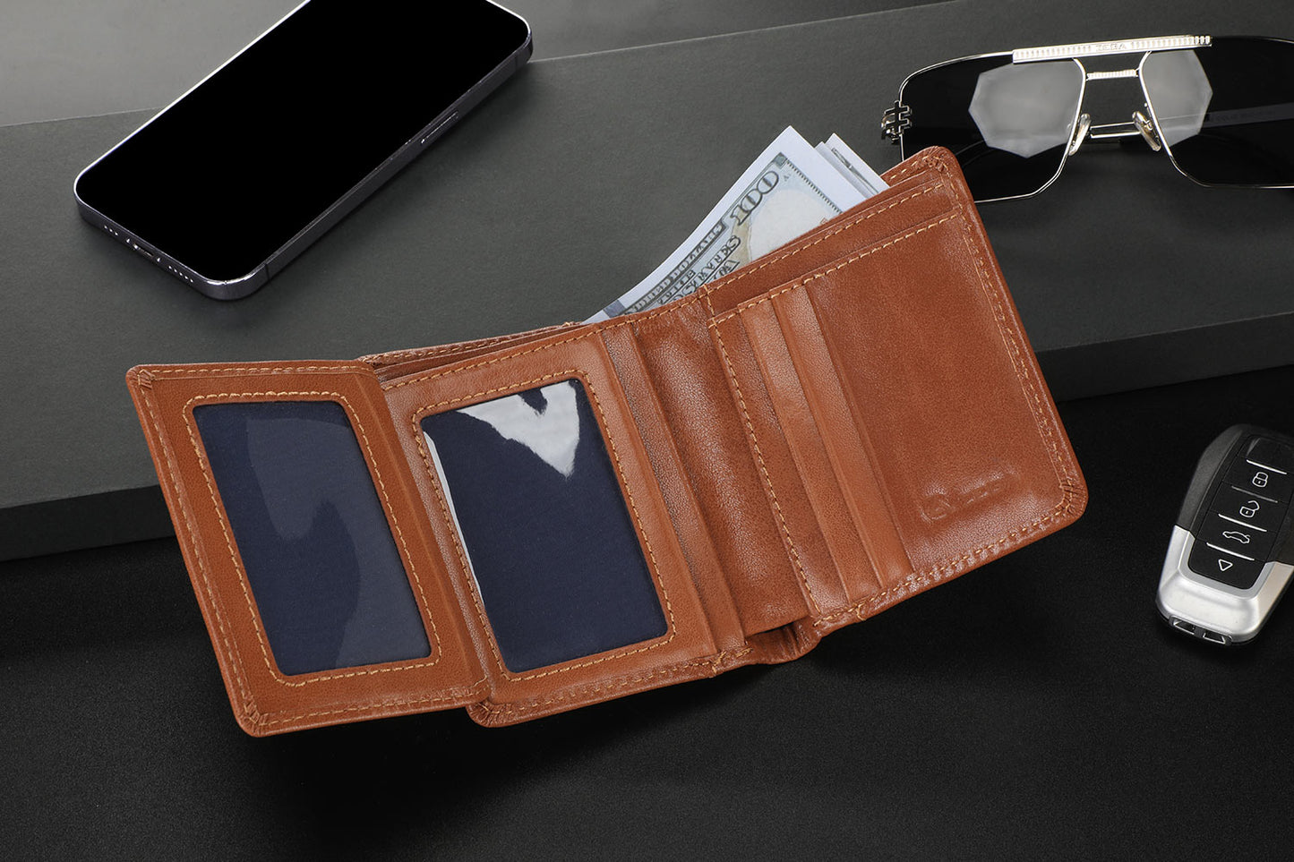 Zeba Premium Leather Trifold Wallet