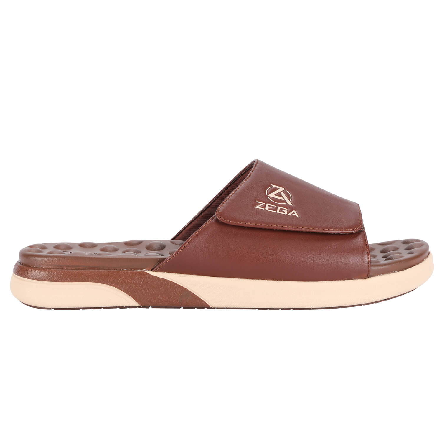 Brown Massaging Leather Sandals With Strap (Sizes 7-16 Available