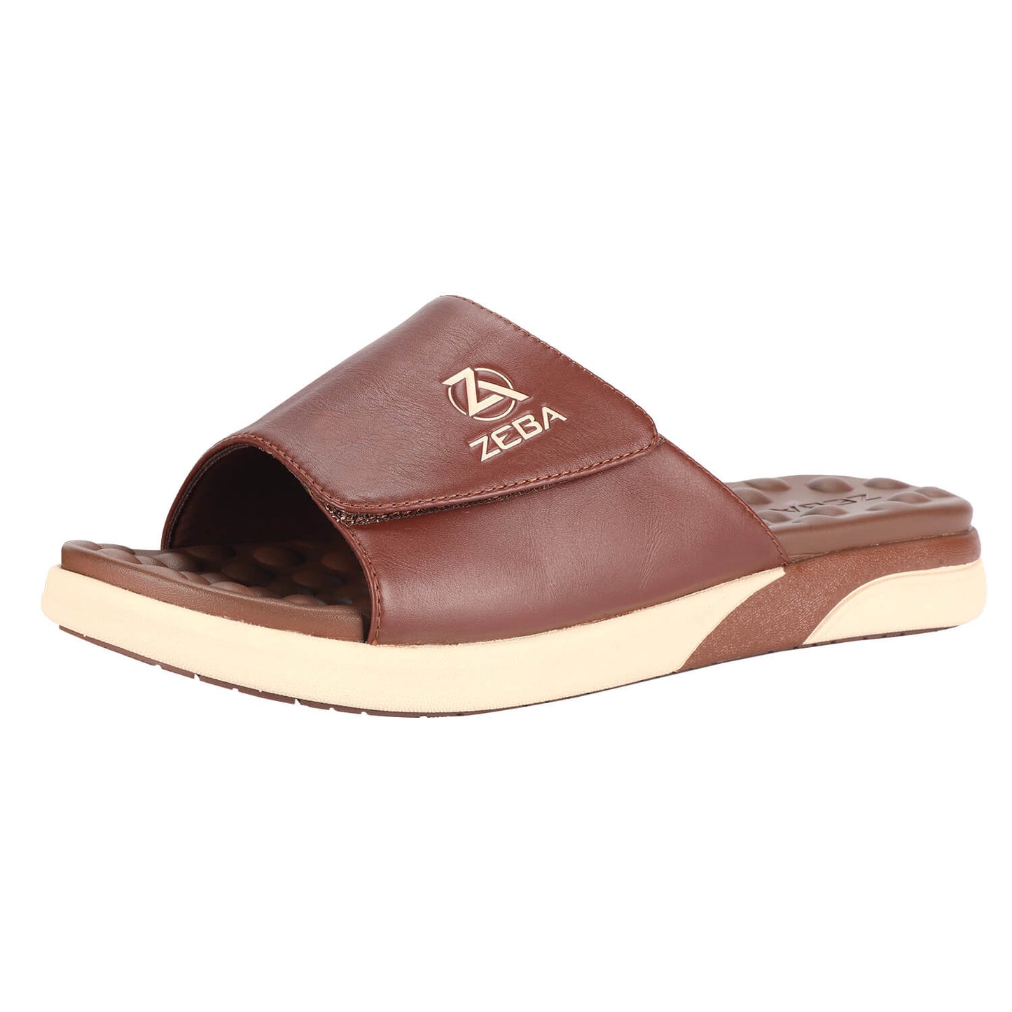 Brown Massaging Leather Sandals With Strap (Sizes 7-16 Available)