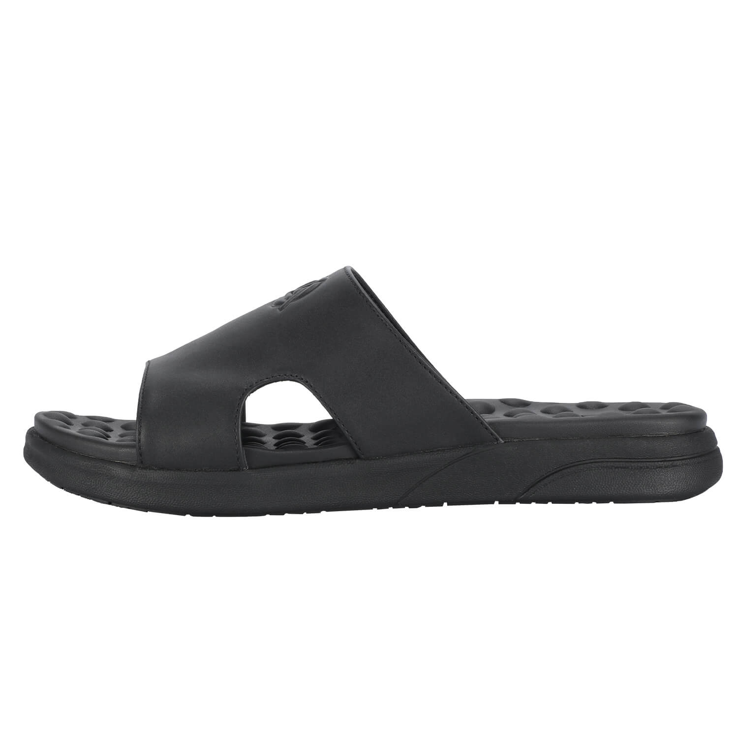 Black Massaging Leather Sandals (Sizes 7-16 Available) Zeba Shoes