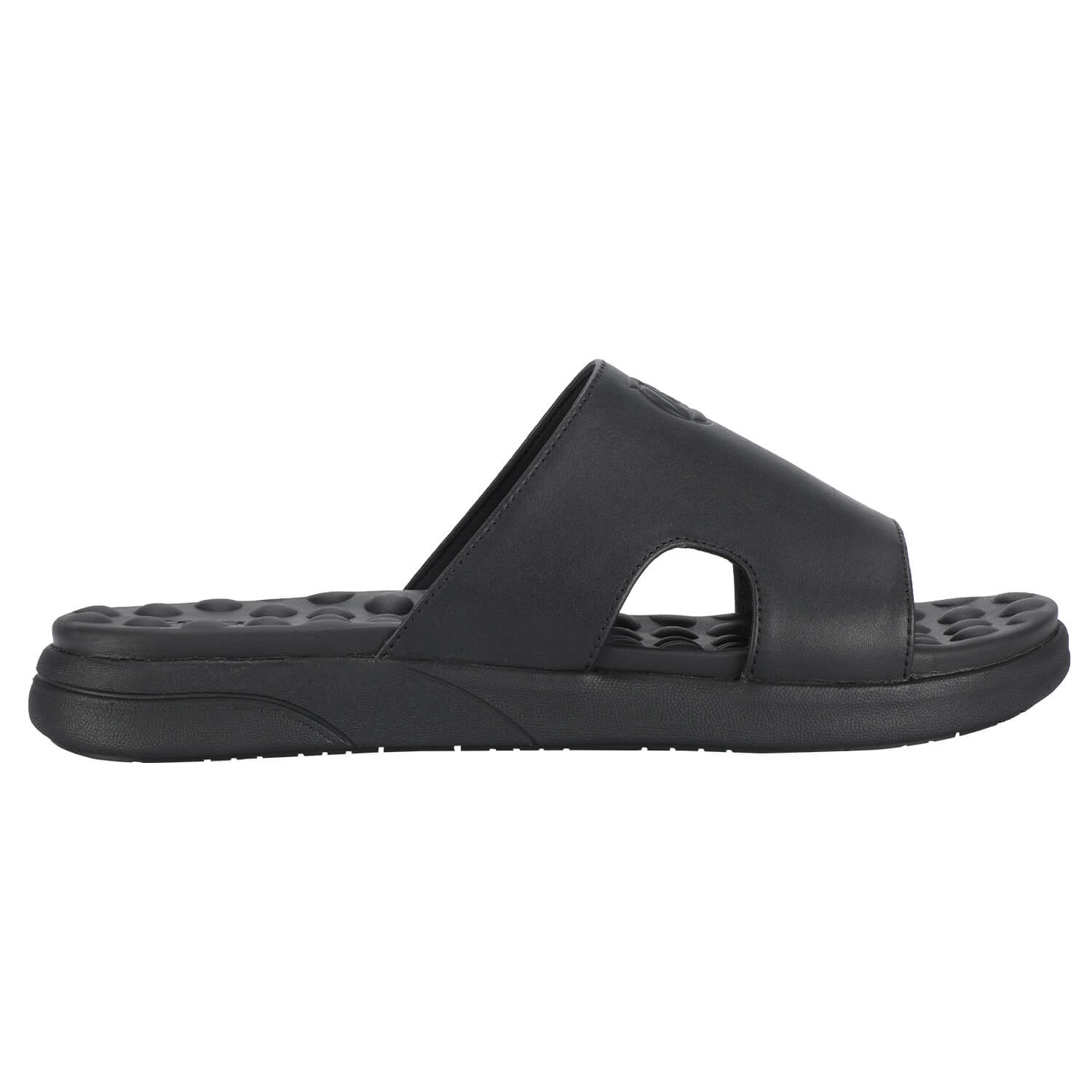 Black Massaging Leather Sandals (Sizes 7-16 Available) – Zeba Shoes