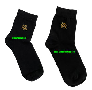 Extra-Extra Wide Black Zeba Crew Socks 6-Pack